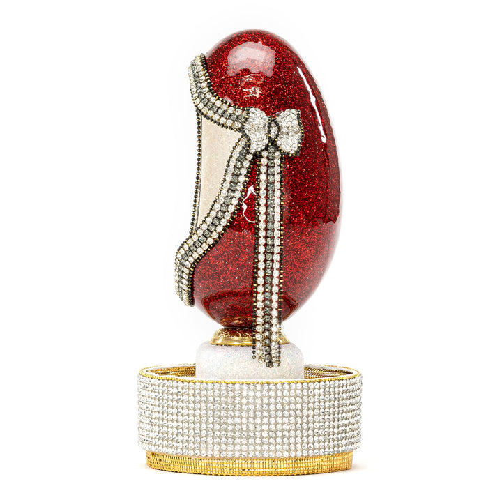 The Egg Fantasy Goose Egg on Crystal Stand VIII part of the  exquisite Egg Fantasy collection is handcrafted in the USA from natural ostrich, emu, goose, duck, and quail eggs. Image #2