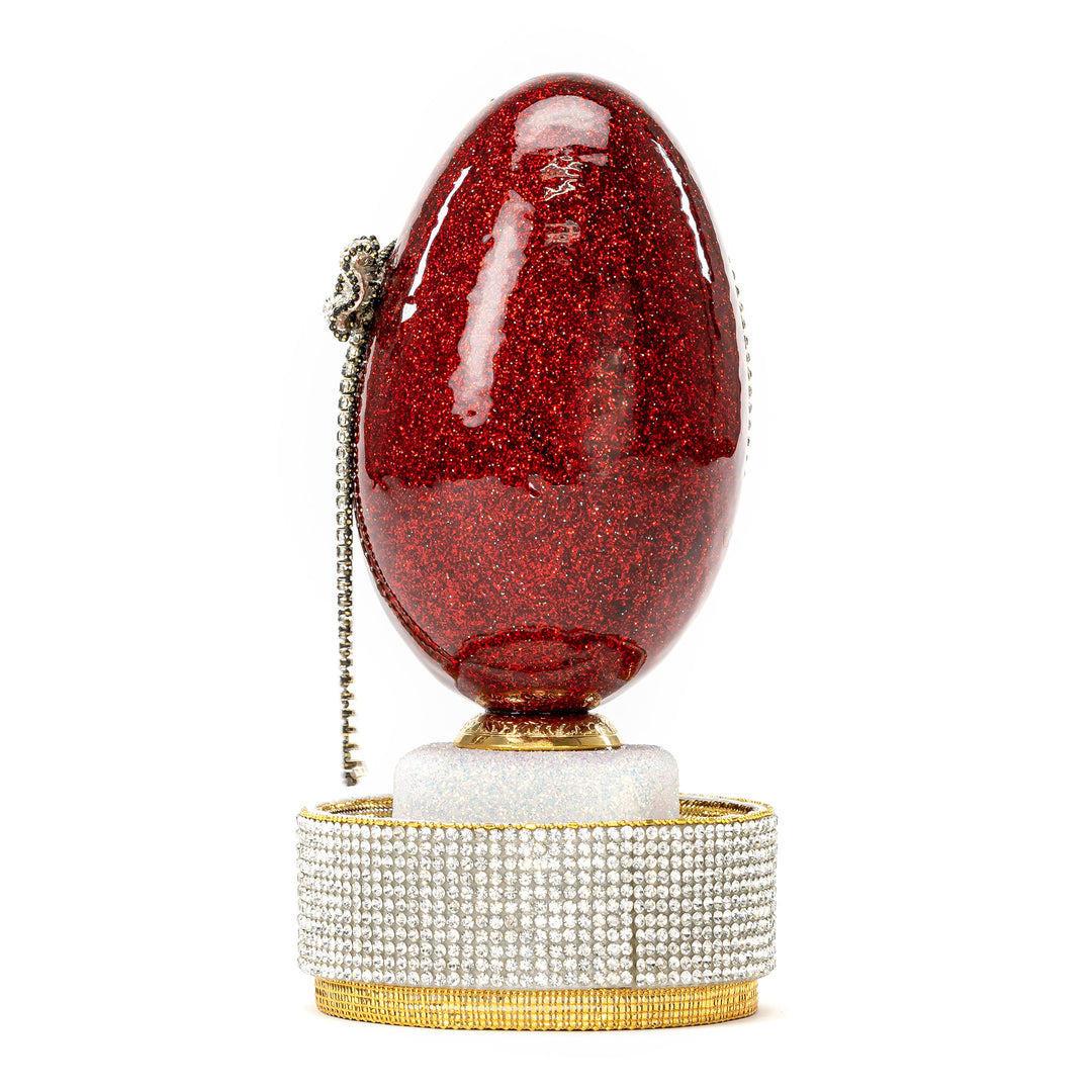 The Egg Fantasy Goose Egg on Crystal Stand VIII part of the  exquisite Egg Fantasy collection is handcrafted in the USA from natural ostrich, emu, goose, duck, and quail eggs. Image #3