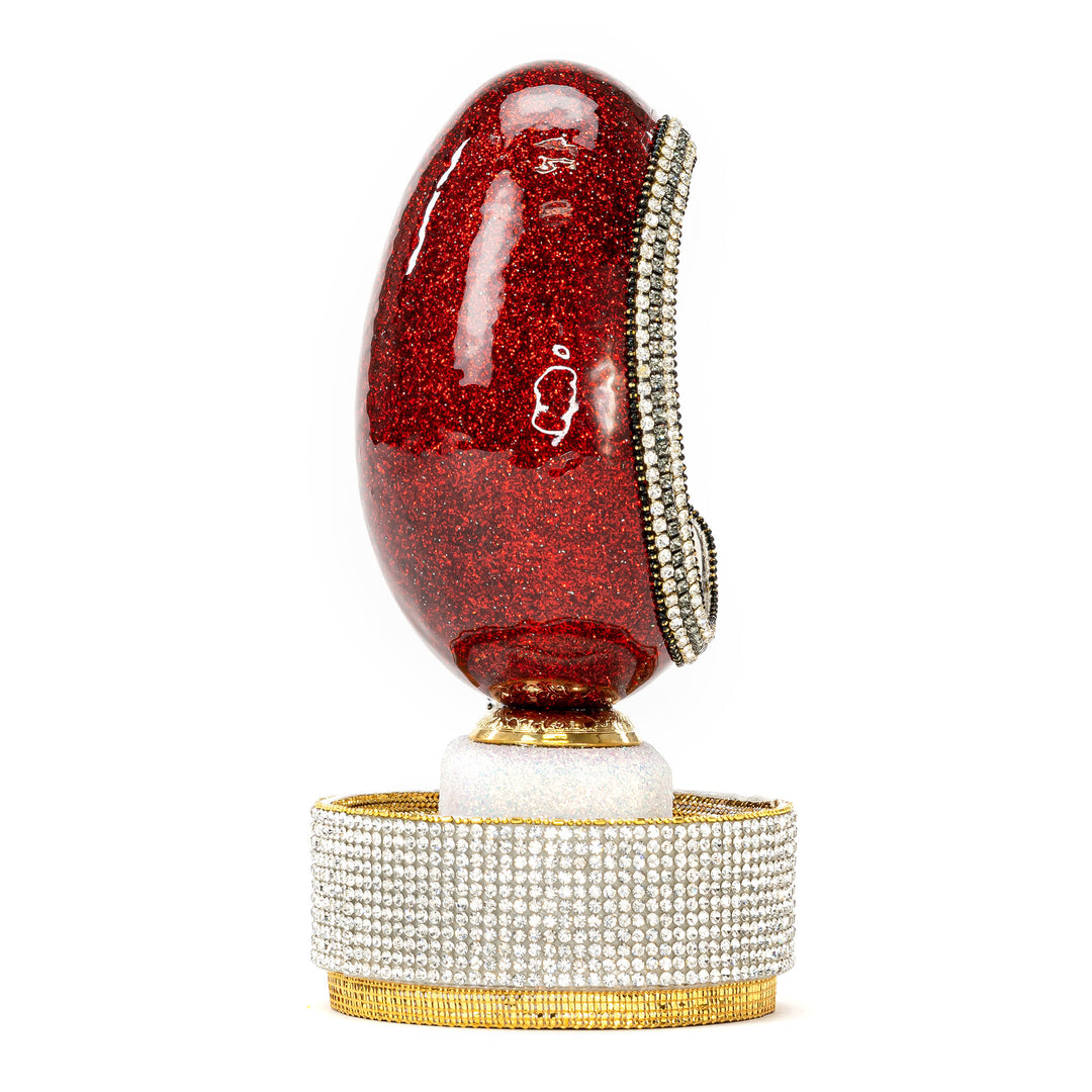 The Egg Fantasy Goose Egg on Crystal Stand VIII part of the  exquisite Egg Fantasy collection is handcrafted in the USA from natural ostrich, emu, goose, duck, and quail eggs. Image #4