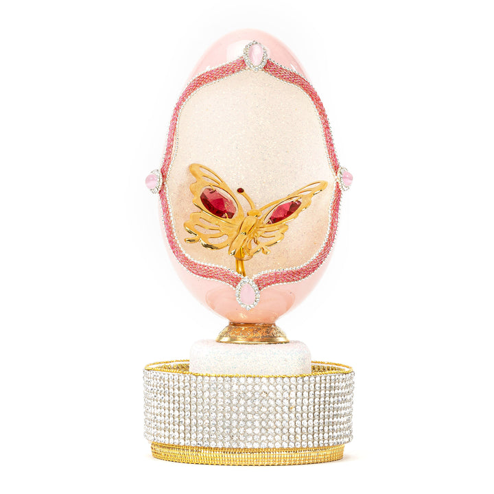 The Egg Fantasy Goose Egg on Crystal Stand X part of the  exquisite Egg Fantasy collection is handcrafted in the USA from natural ostrich, emu, goose, duck, and quail eggs. Image #1