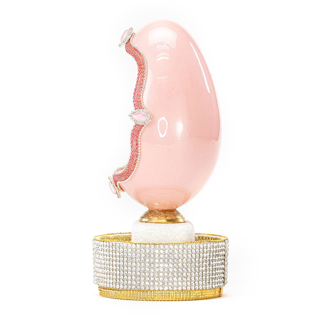 The Egg Fantasy Goose Egg on Crystal Stand X part of the  exquisite Egg Fantasy collection is handcrafted in the USA from natural ostrich, emu, goose, duck, and quail eggs. Image #2