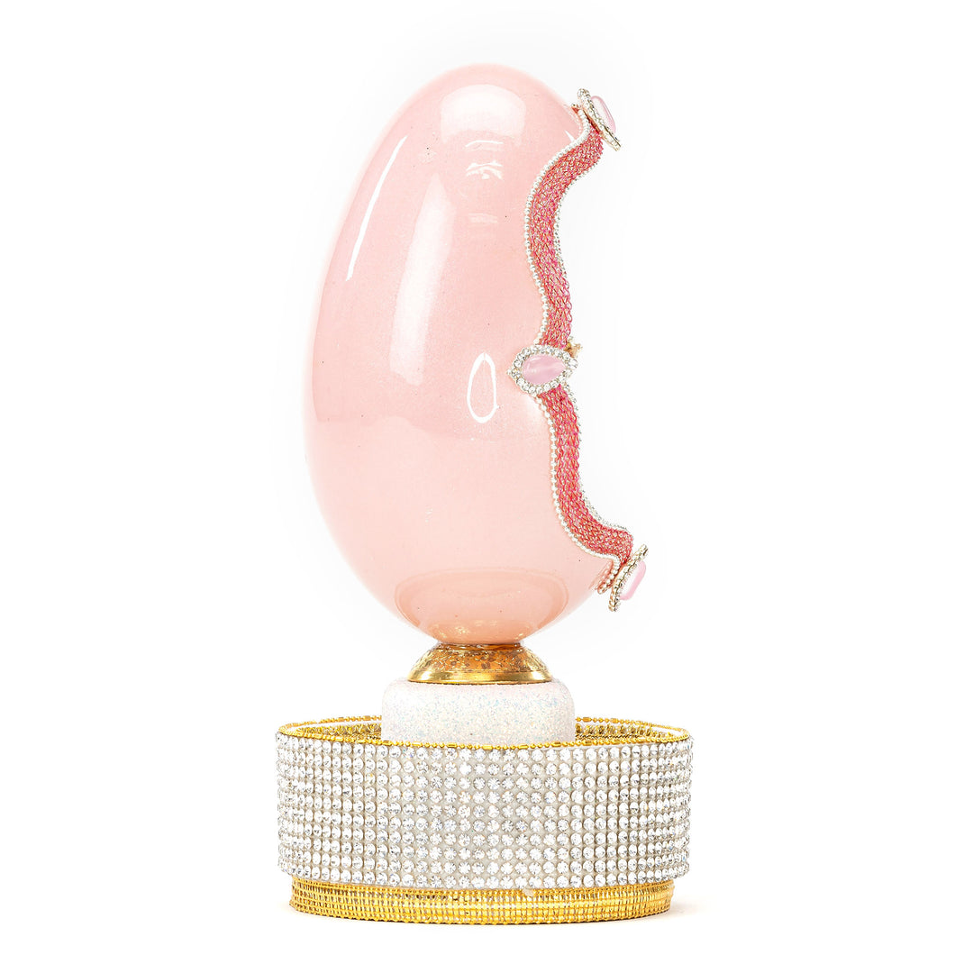 The Egg Fantasy Goose Egg on Crystal Stand X part of the  exquisite Egg Fantasy collection is handcrafted in the USA from natural ostrich, emu, goose, duck, and quail eggs. Image #4