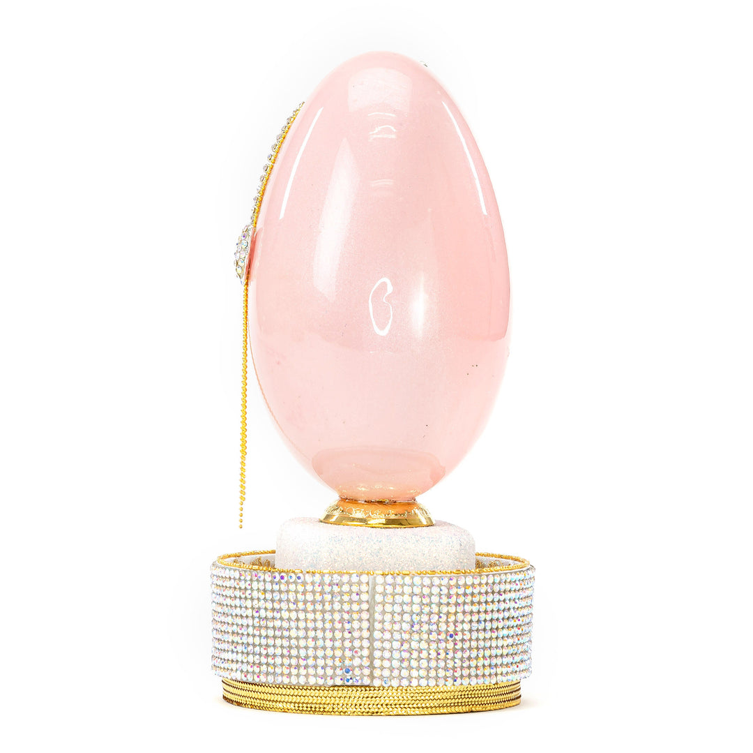 The Egg Fantasy Goose Egg on Crystal Stand XII part of the  exquisite Egg Fantasy collection is handcrafted in the USA from natural ostrich, emu, goose, duck, and quail eggs. Image #3