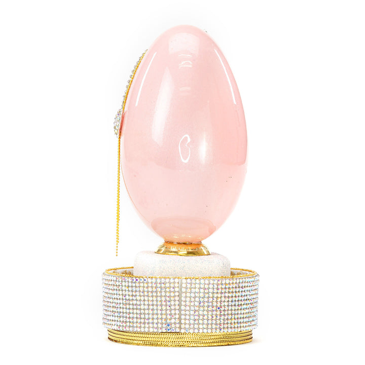 The Egg Fantasy Goose Egg on Crystal Stand XII part of the  exquisite Egg Fantasy collection is handcrafted in the USA from natural ostrich, emu, goose, duck, and quail eggs. Image #3