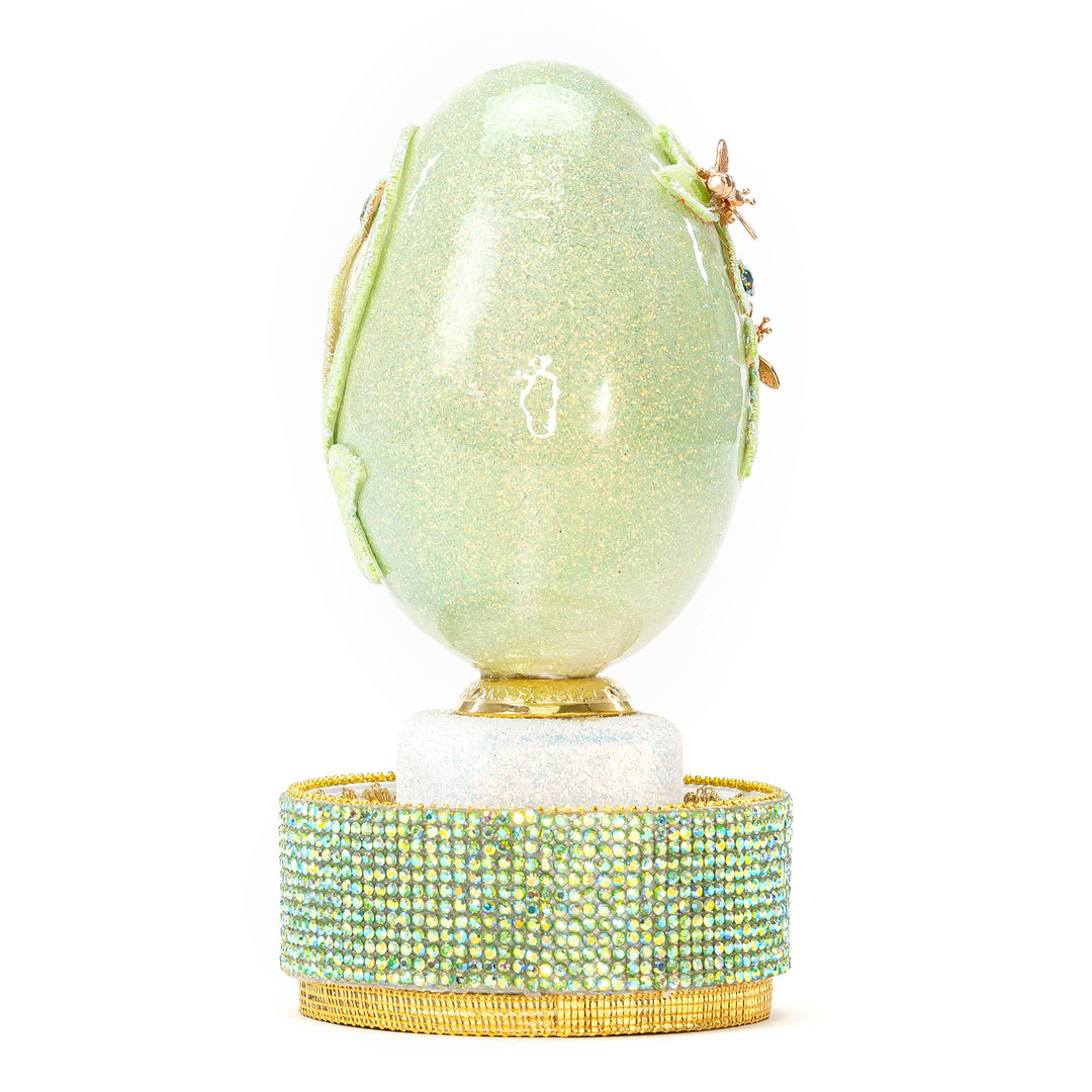 The Egg Fantasy Goose Egg on Crystal Stand XIV part of the  exquisite Egg Fantasy collection is handcrafted in the USA from natural ostrich, emu, goose, duck, and quail eggs. Image #3