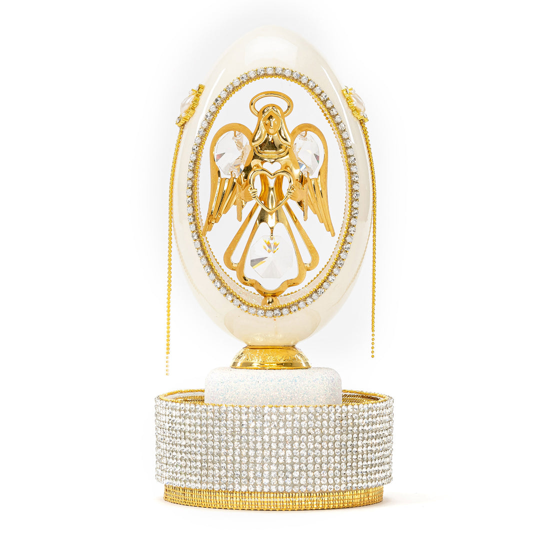 The Egg Fantasy Goose Egg on Crystal Stand XVII part of the  exquisite Egg Fantasy collection is handcrafted in the USA from natural ostrich, emu, goose, duck, and quail eggs. Image #1