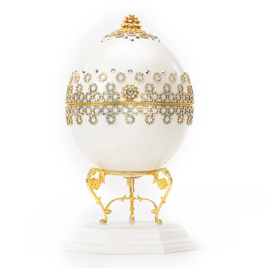 The Egg Fantasy Ostrich w/ Duck Musical Egg part of the  exquisite Egg Fantasy collection is handcrafted in the USA from natural ostrich, emu, goose, duck, and quail eggs. Image #1