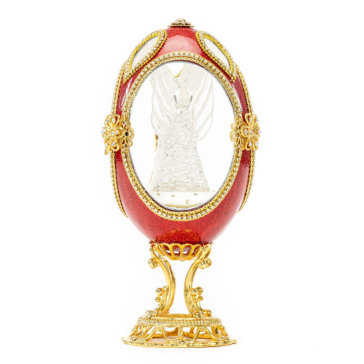 The Egg Fantasy Glass Figurine Angel Egg part of the  exquisite Egg Fantasy collection is handcrafted in the USA from natural ostrich, emu, goose, duck, and quail eggs. Image #1