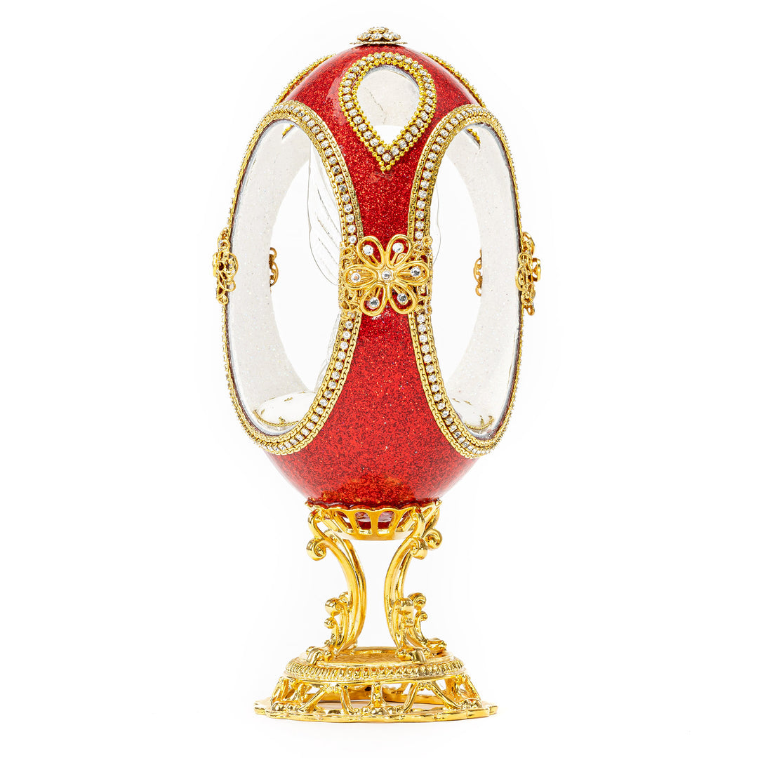 The Egg Fantasy Glass Figurine Angel Egg part of the  exquisite Egg Fantasy collection is handcrafted in the USA from natural ostrich, emu, goose, duck, and quail eggs. Image #3