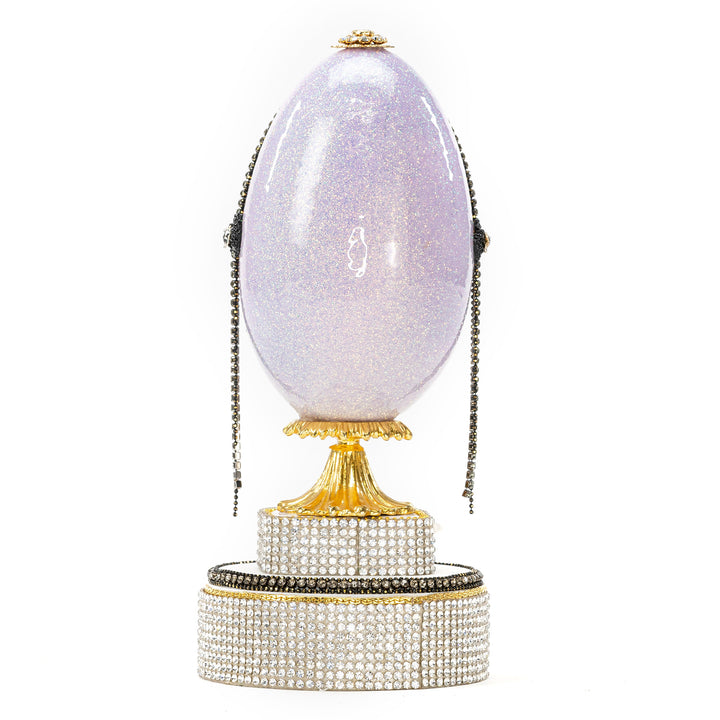 The Egg Fantasy Lavender Victorian Lady Egg part of the  exquisite Egg Fantasy collection is handcrafted in the USA from natural ostrich, emu, goose, duck, and quail eggs. Image #3