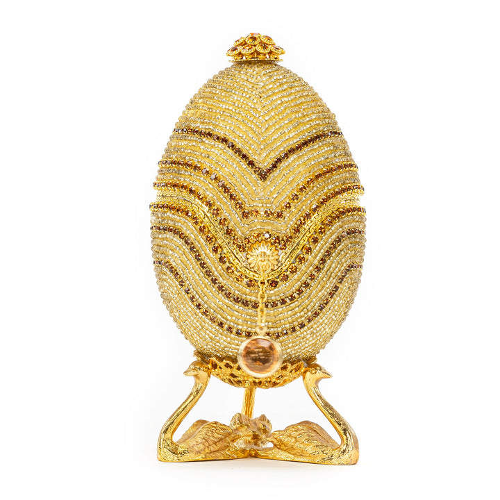 The Egg Fantasy Beaded w/Crystal & Beads Egg part of the  exquisite Egg Fantasy collection is handcrafted in the USA from natural ostrich, emu, goose, duck, and quail eggs. Image #1