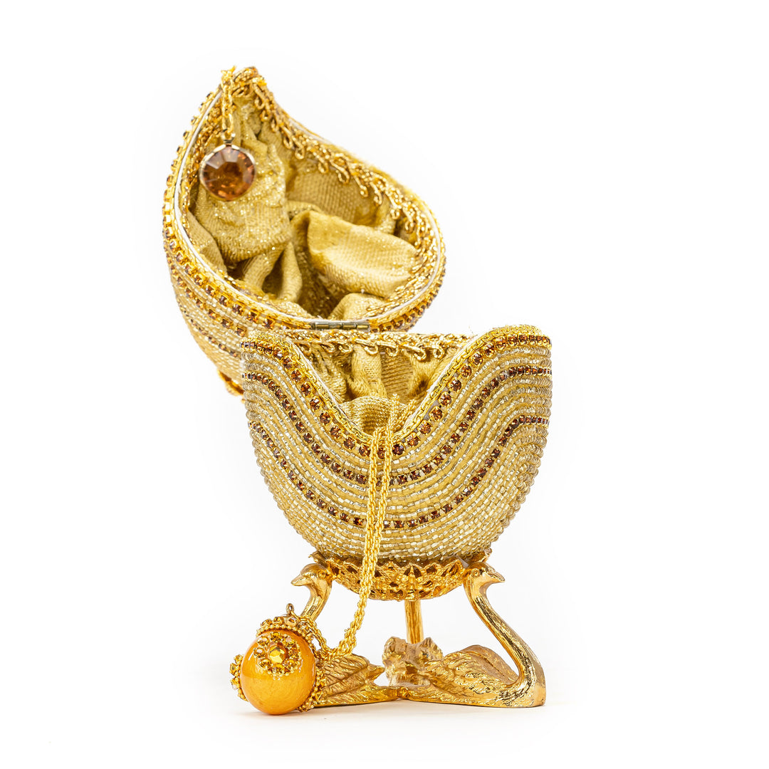 The Egg Fantasy Beaded w/Crystal & Beads Egg part of the  exquisite Egg Fantasy collection is handcrafted in the USA from natural ostrich, emu, goose, duck, and quail eggs. Image #2