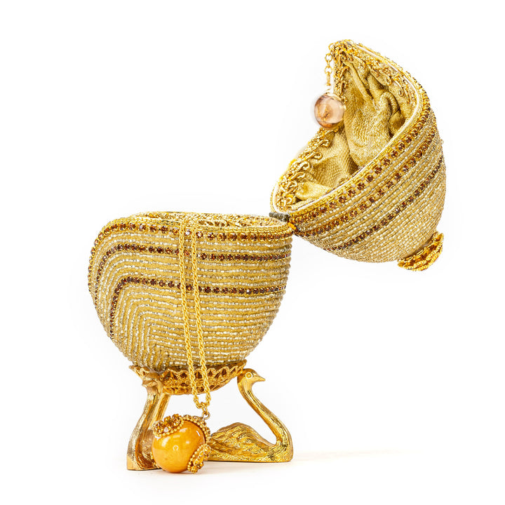 The Egg Fantasy Beaded w/Crystal & Beads Egg part of the  exquisite Egg Fantasy collection is handcrafted in the USA from natural ostrich, emu, goose, duck, and quail eggs. Image #3