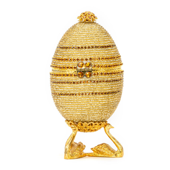 The Egg Fantasy Beaded w/Crystal & Beads Egg part of the  exquisite Egg Fantasy collection is handcrafted in the USA from natural ostrich, emu, goose, duck, and quail eggs. Image #4