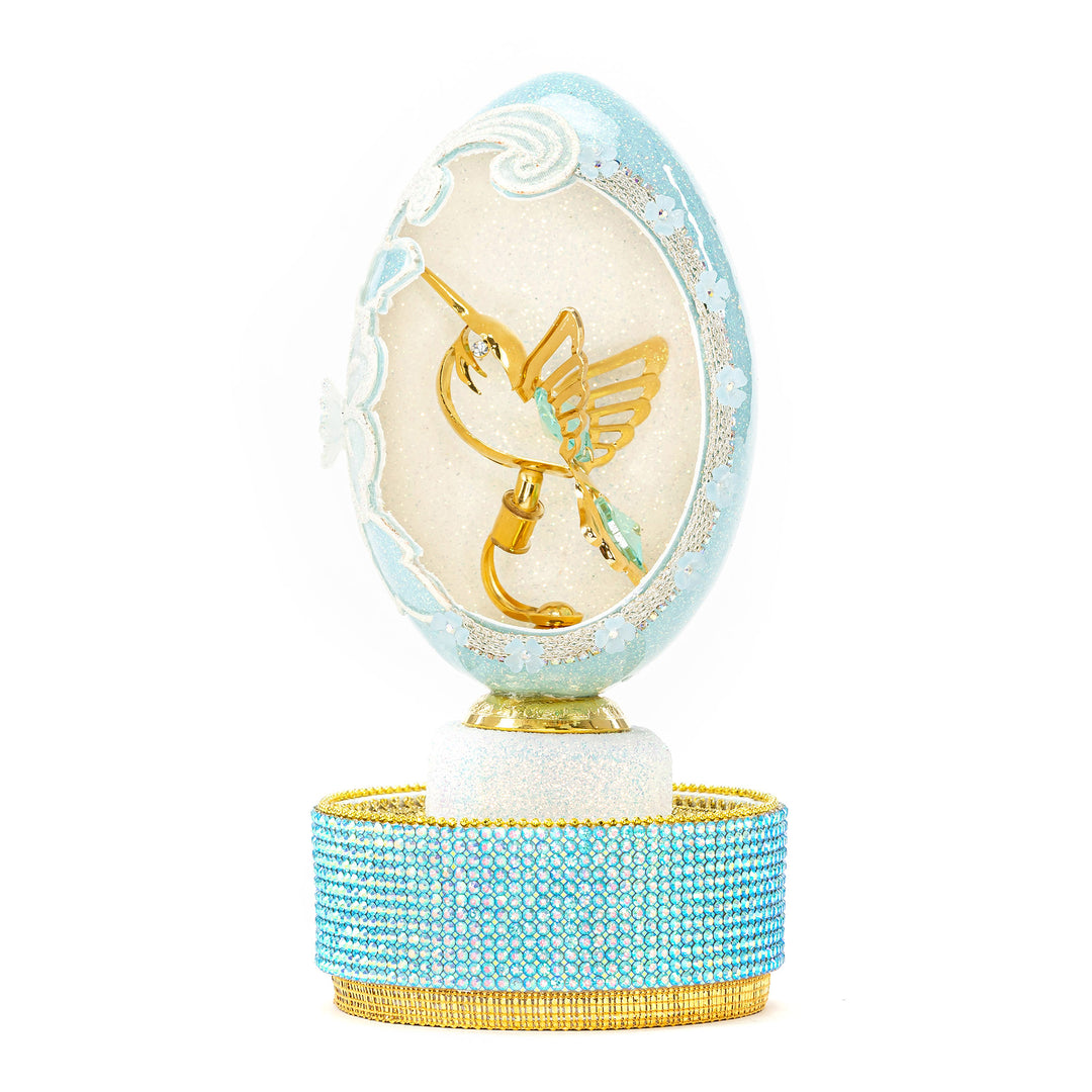 The Egg Fantasy Goose Egg on Crystal Stand XXI part of the  exquisite Egg Fantasy collection is handcrafted in the USA from natural ostrich, emu, goose, duck, and quail eggs. Image #1