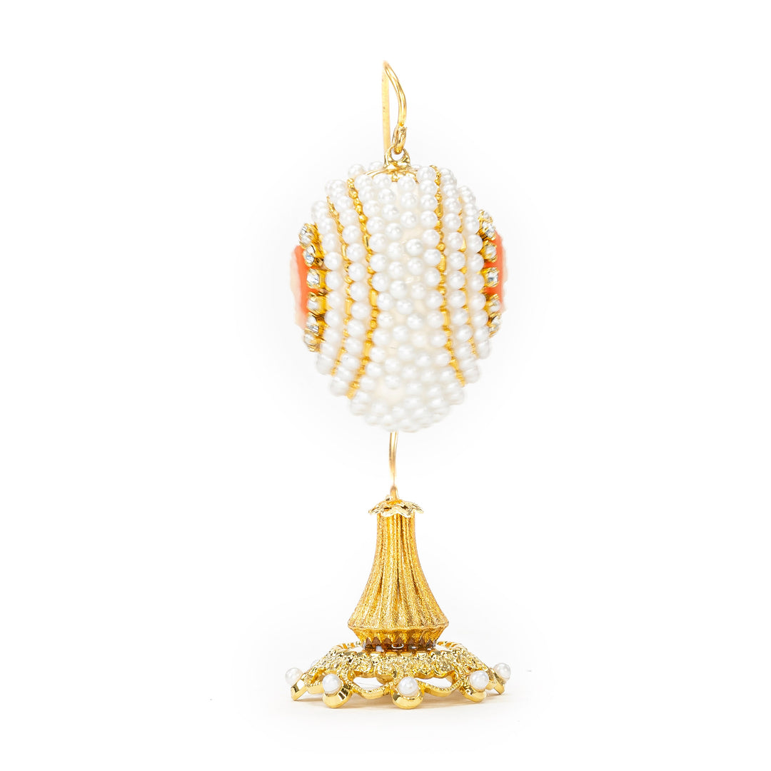The Egg Fantasy Diamond Dove w/Stand Cameo Egg (Peach) part of the  exquisite Egg Fantasy collection is handcrafted in the USA from natural ostrich, emu, goose, duck, and quail eggs. Image #2
