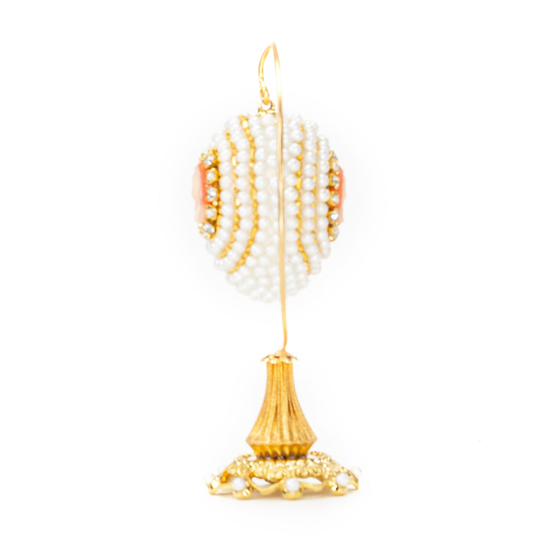 The Egg Fantasy Diamond Dove w/Stand Cameo Egg (Peach) part of the  exquisite Egg Fantasy collection is handcrafted in the USA from natural ostrich, emu, goose, duck, and quail eggs. Image #4