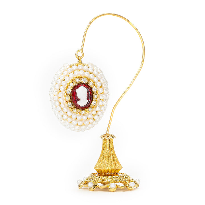 The Egg Fantasy Diamond Dove w/Stand Cameo Egg (Red) part of the  exquisite Egg Fantasy collection is handcrafted in the USA from natural ostrich, emu, goose, duck, and quail eggs. Image #3