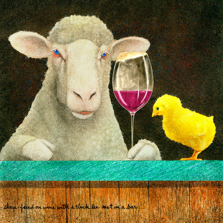 Will Bullas Sheep-faced on Wine with a Chick He Met in a Bar on Metal from The Happy Hour Collection Image #1