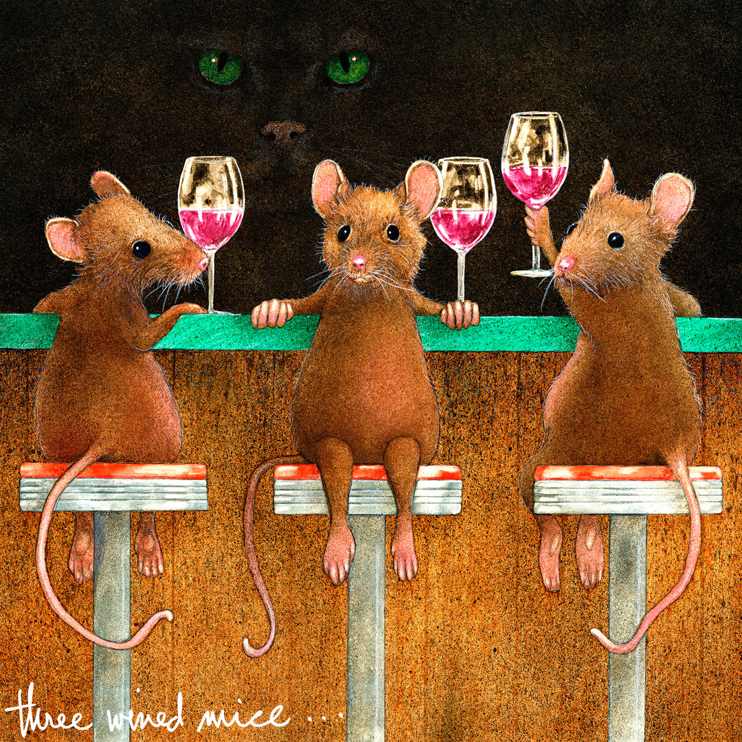 Will Bullas Three Wined Mice on Metal from The Happy Hour Collection Image #1