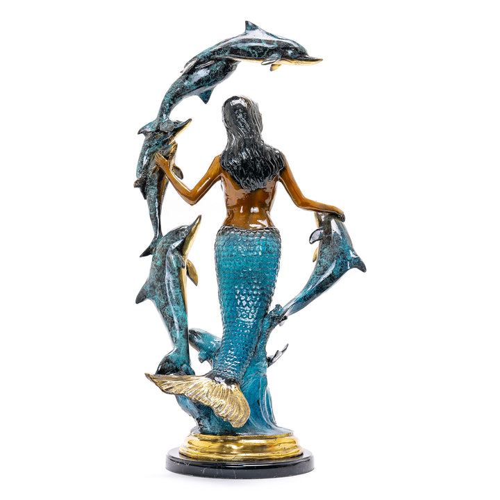 Bronze Mermaid & 7 Dolphins