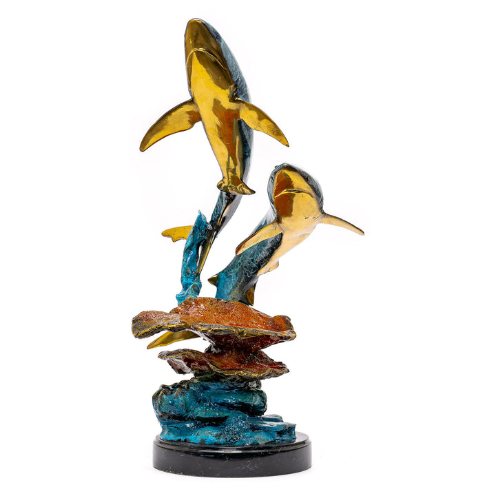 Bronze Double Shark Sculpture