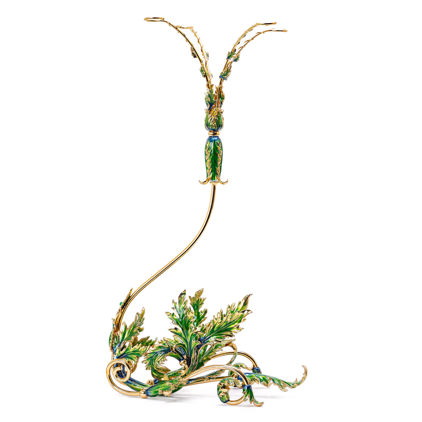 Green Enamel Bronze Wine Holder