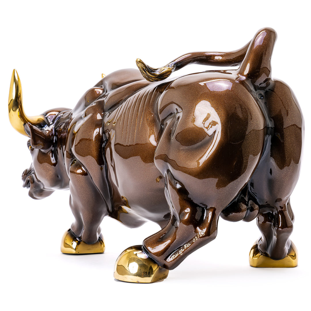 Exclusive Ferrari painted bronze bull art piece