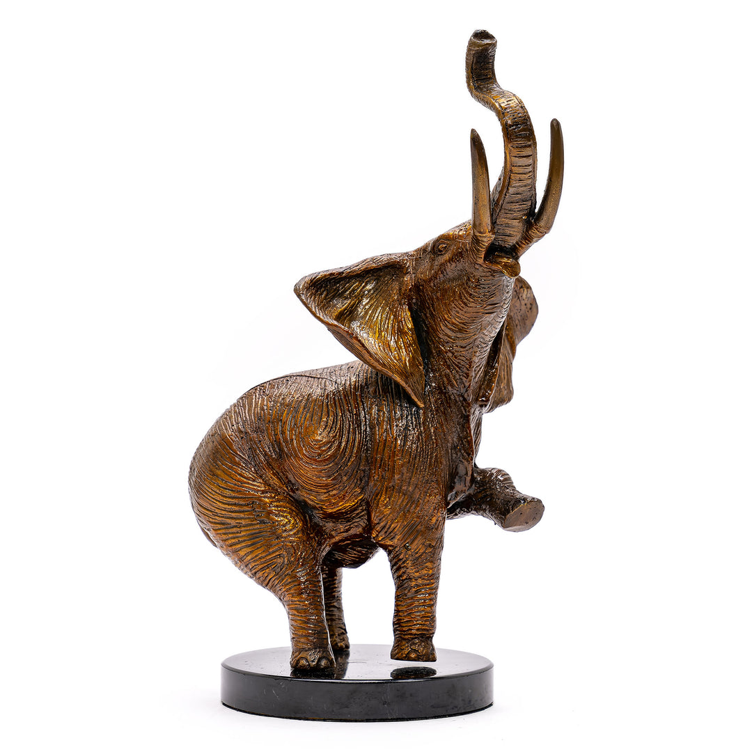Handcrafted bronze elephant sculpture with intricate textures