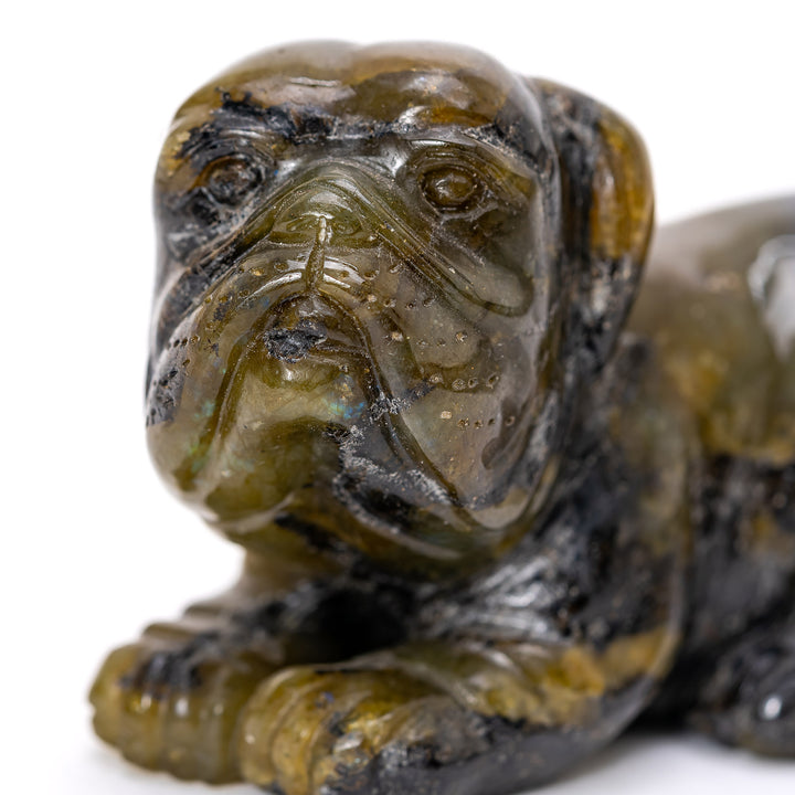 Labradorite Dog Sculpture