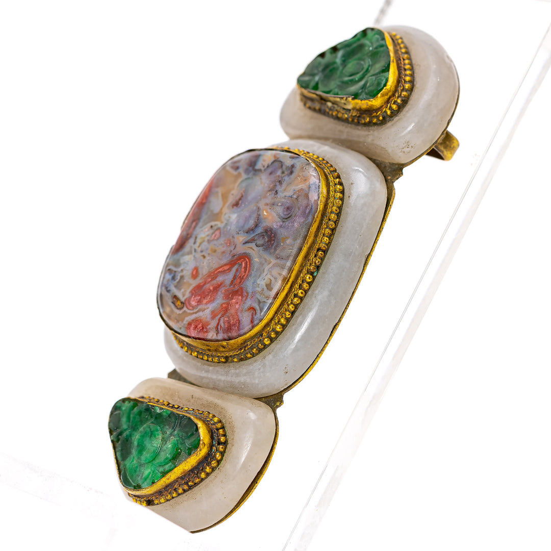 Historical jade buckle with agate detailing
