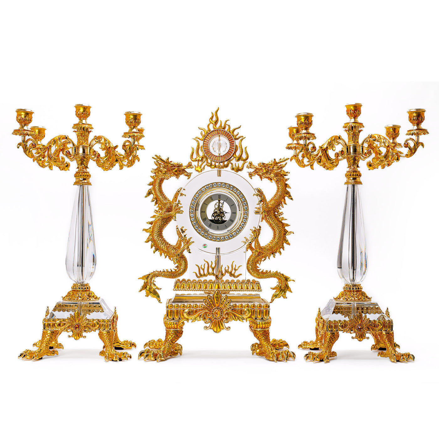 Gold Dragon Clock & Candelabras