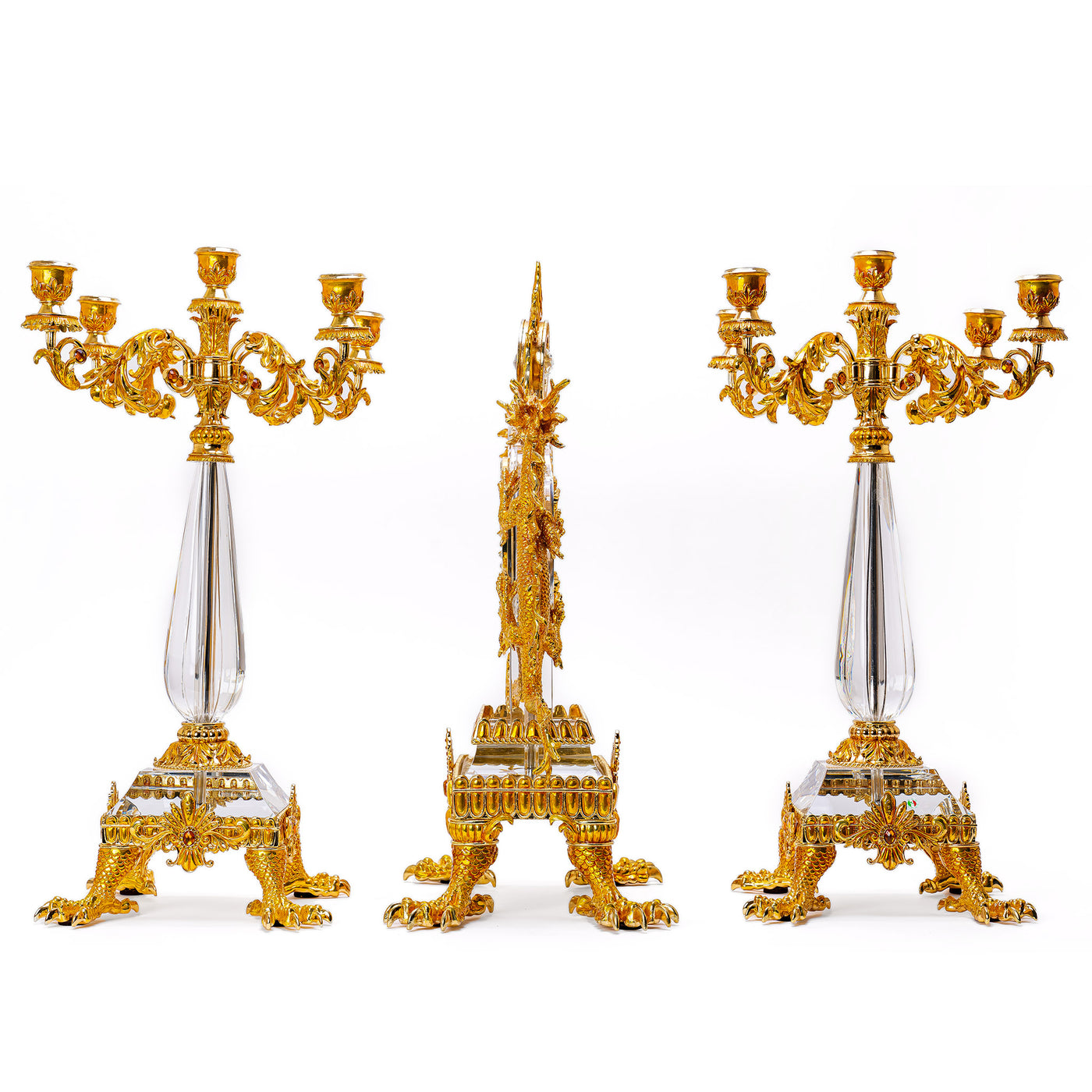 Gold Dragon Clock & Candelabras