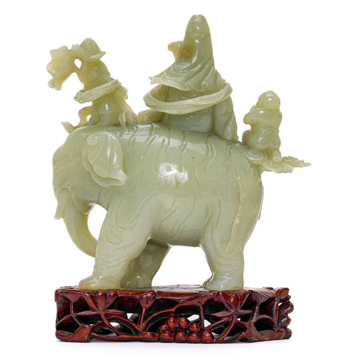 Collectible jade sculpture of Kwan Yin with children