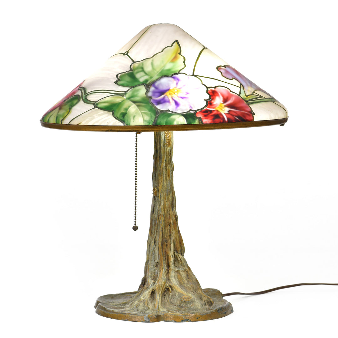 Pairpoint Lamp showcasing intricate vine & leaf design.