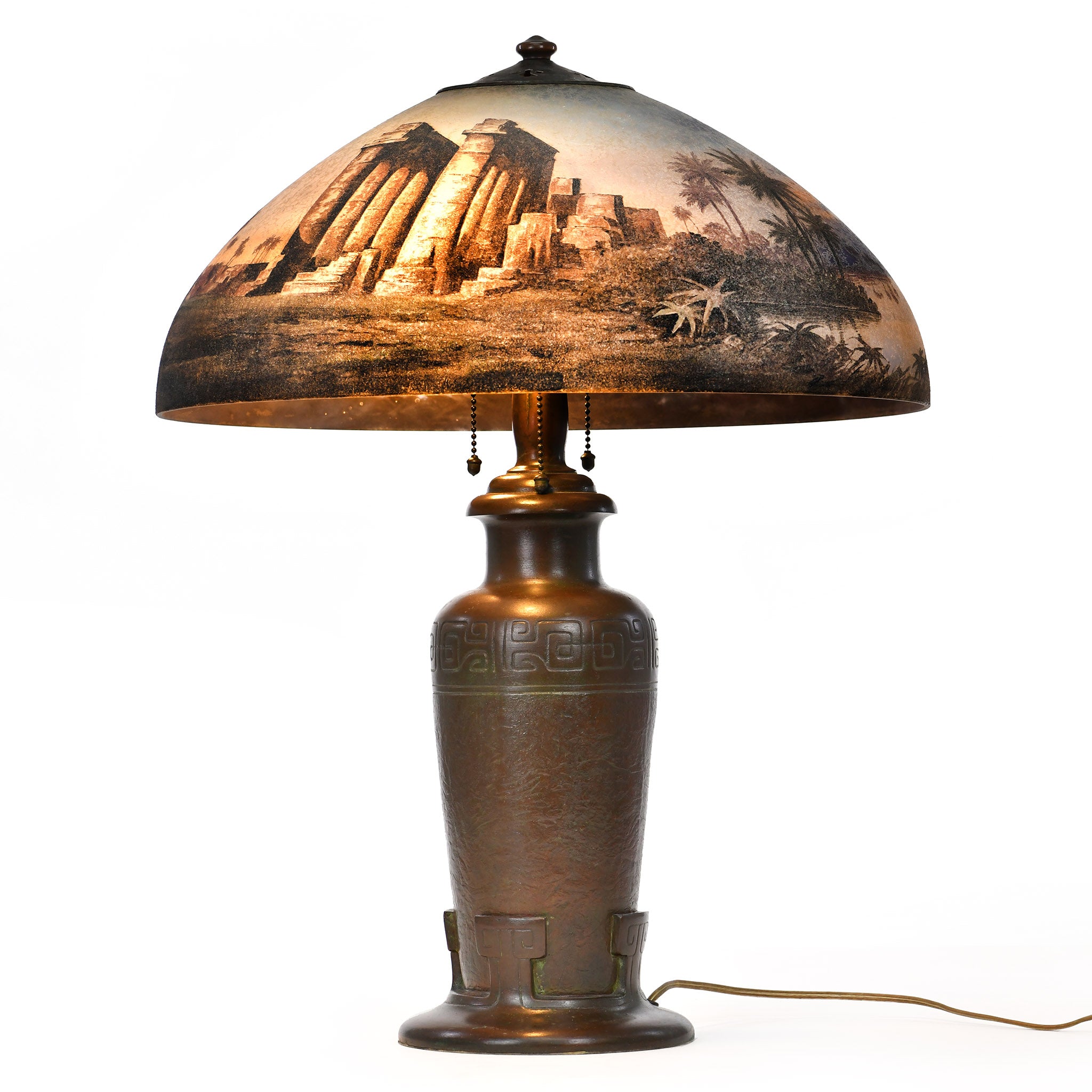 Rare Handel Elephantine Island Reverse Glass Table Lamp