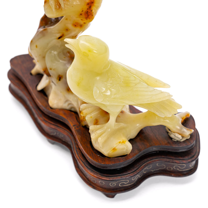 Agate bird duo perched on branch from the 1960s